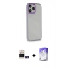 MARSİLYAN™- iPhone 14 Pro Max Kılıf Eksen Doku Prime - Siyah Bilvis 5in1 3D Magic Cam Ekran Koruyucu + Bilvis Titan Kamera Lens - DNMR