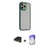 MARSİLYAN™- iPhone 14 Pro Max Kılıf Eksen Doku Prime - Siyah Bilvis 5in1 3D Magic Cam Ekran Koruyucu + Raze Metal Kamera Lens - GD