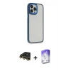 MARSİLYAN™- iPhone 14 Pro Max Kılıf Eksen Doku Prime - Siyah Bilvis 5in1 3D Magic Cam Ekran Koruyucu + Raze Metal Kamera Lens - GD