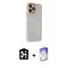MARSİLYAN™- iPhone 14 Pro Max Kılıf Eksen Doku Prime - Siyah Bilvis 5in1 3D Magic Cam Ekran Koruyucu + PVD Metal Kamera Lens - TU