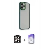 MARSİLYAN™- iPhone 14 Pro Max Kılıf Eksen Doku Prime - Siyah Bilvis 5in1 3D Magic Cam Ekran Koruyucu + PVD Metal Kamera Lens - TU