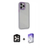 MARSİLYAN™- iPhone 14 Pro Max Kılıf Eksen Doku Prime - Siyah Bilvis 5in1 3D Magic Cam Ekran Koruyucu + PVD Metal Kamera Lens - TU