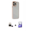 MARSİLYAN™- iPhone 14 Pro Max Kılıf Eksen Doku Prime - Siyah Bilvis 5in1 5D Magic Hayalet Cam Ekran Koruyucu + Gold Bilvis Titan Kamera Lens