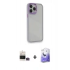 MARSİLYAN™- iPhone 14 Pro Max Kılıf Eksen Doku Prime - Siyah Bilvis 5in1 5D Magic Hayalet Cam Ekran Koruyucu + Bilvis Titan Kamera Lens - GD