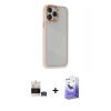 MARSİLYAN™- iPhone 14 Pro Max Kılıf Eksen Doku Prime - Siyah Bilvis 5in1 5D Magic Hayalet Cam Ekran Koruyucu + Bilvis Titan Kamera Lens - GS