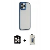 MARSİLYAN™- iPhone 14 Pro Max Kılıf Eksen Doku Prime - Siyah Bilvis Hayalet Cam Ekran Koruyucu + PVD Metal Kamera Lens - TU