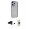 MARSİLYAN™- iPhone 14 Pro Max Kılıf Eksen Doku Prime - Siyah Bilvis Hayalet Cam Ekran Koruyucu + Raze Metal Kamera Lens - GD