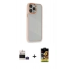 MARSİLYAN™- iPhone 14 Pro Max Kılıf Eksen Doku Prime - Siyah Buffer Cam Ekran Koruyucu + Derin Mor Bilvis Titan Kamera Lens