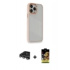 MARSİLYAN™- iPhone 14 Pro Max Kılıf Eksen Doku Prime - Siyah Buffer Cam Ekran Koruyucu + Raze Metal Kamera Lens - GS