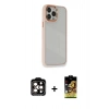 MARSİLYAN™- iPhone 14 Pro Max Kılıf Eksen Doku Prime - Siyah Buffer Cam Ekran Koruyucu + PVD Metal Kamera Lens - TU