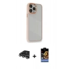 MARSİLYAN™- iPhone 14 Pro Max Kılıf Eksen Doku Prime - Siyah Buffer Hayalet Cam Ekran Koruyucu + Raze Metal Kamera Lens - GS