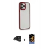 MARSİLYAN™- iPhone 14 Pro Max Kılıf Eksen Doku Prime - Siyah Buffer Hayalet Cam Ekran Koruyucu + Raze Metal Kamera Lens - GS