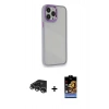 MARSİLYAN™- iPhone 14 Pro Max Kılıf Eksen Doku Prime - Siyah Buffer Hayalet Cam Ekran Koruyucu + Raze Metal Kamera Lens - GS