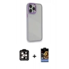 MARSİLYAN™- iPhone 14 Pro Max Kılıf Eksen Doku Prime - Siyah Buffer Hayalet Cam Ekran Koruyucu + PVD Metal Kamera Lens - TU