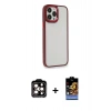 MARSİLYAN™- iPhone 14 Pro Max Kılıf Eksen Doku Prime - Siyah Buffer Hayalet Cam Ekran Koruyucu + PVD Metal Kamera Lens - TU