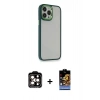 MARSİLYAN™- iPhone 14 Pro Max Kılıf Eksen Doku Prime - Siyah Buffer Hayalet Cam Ekran Koruyucu + PVD Metal Kamera Lens - TU