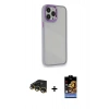 MARSİLYAN™- iPhone 14 Pro Max Kılıf Eksen Doku Prime - Siyah Buffer Hayalet Cam Ekran Koruyucu + Raze Metal Kamera Lens - GD