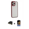 MARSİLYAN™- iPhone 14 Pro Max Kılıf Eksen Doku Prime - Siyah Buffer Hayalet Cam Ekran Koruyucu + Raze Metal Kamera Lens - GD