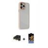 MARSİLYAN™- iPhone 14 Pro Max Kılıf Eksen Doku Prime - Siyah Buffer Hayalet Cam Ekran Koruyucu + Raze Metal Kamera Lens - GD