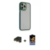 MARSİLYAN™- iPhone 14 Pro Max Kılıf Eksen Doku Prime - Siyah Buffer Hayalet Cam Ekran Koruyucu + Raze Metal Kamera Lens - GD