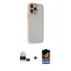 MARSİLYAN™- iPhone 14 Pro Max Kılıf Eksen Doku Prime - Siyah Buffer Hayalet Cam Ekran Koruyucu + Siyah Bilvis Titan Kamera Lens