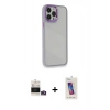 MARSİLYAN™- iPhone 14 Pro Max Kılıf Eksen Doku Prime - Siyah Joko 5D Cam + Bilvis Titan Kamera Lens - GD