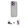 MARSİLYAN™- iPhone 14 Pro Max Kılıf Eksen Doku Prime - Siyah Joko 5D Cam + Bilvis Titan Kamera Lens - GS