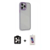 MARSİLYAN™- iPhone 14 Pro Max Kılıf Eksen Doku Prime - Siyah Joko 5D Cam + PVD Metal Kamera Lens - TU