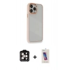 MARSİLYAN™- iPhone 14 Pro Max Kılıf Eksen Doku Prime - Siyah Joko 5D Cam + PVD Metal Kamera Lens - TU