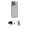 MARSİLYAN™- iPhone 14 Pro Max Kılıf Eksen Doku Prime - Siyah Joko 5D Cam + Raze Metal Kamera Lens - GD