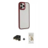 MARSİLYAN™- iPhone 14 Pro Max Kılıf Eksen Doku Prime - Siyah Mat Seramik Nano Ekran Koruyucu + Raze Metal Kamera Lens - GD