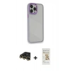 MARSİLYAN™- iPhone 14 Pro Max Kılıf Eksen Doku Prime - Siyah Mat Seramik Nano Ekran Koruyucu + Raze Metal Kamera Lens - GD