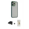 MARSİLYAN™- iPhone 14 Pro Max Kılıf Eksen Doku Prime - Siyah Mat Seramik Nano Ekran Koruyucu + Raze Metal Kamera Lens - GS