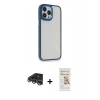 MARSİLYAN™- iPhone 14 Pro Max Kılıf Eksen Doku Prime - Siyah Mat Seramik Nano Ekran Koruyucu + Raze Metal Kamera Lens - GS