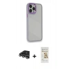 MARSİLYAN™- iPhone 14 Pro Max Kılıf Eksen Doku Prime - Siyah Mat Seramik Nano Ekran Koruyucu + Raze Metal Kamera Lens - GS