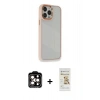 MARSİLYAN™- iPhone 14 Pro Max Kılıf Eksen Doku Prime - Siyah Mat Seramik Nano Ekran Koruyucu + PVD Metal Kamera Lens - TU