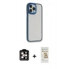 MARSİLYAN™- iPhone 14 Pro Max Kılıf Eksen Doku Prime - Siyah Mat Seramik Nano Ekran Koruyucu + PVD Metal Kamera Lens - TU