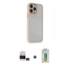 MARSİLYAN™- iPhone 14 Pro Max Kılıf Eksen Doku Prime - Siyah Polymer Nano Ekran Koruyucu + Bilvis Titan Kamera Lens - GS