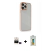 MARSİLYAN™- iPhone 14 Pro Max Kılıf Eksen Doku Prime - Siyah Polymer Nano Ekran Koruyucu + Bilvis Titan Kamera Lens - GD
