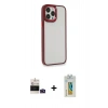 MARSİLYAN™- iPhone 14 Pro Max Kılıf Eksen Doku Prime - Siyah Polymer Nano Ekran Koruyucu + Derin Mor Bilvis Titan Kamera Lens