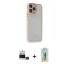 MARSİLYAN™- iPhone 14 Pro Max Kılıf Eksen Doku Prime - Siyah Polymer Nano Ekran Koruyucu + Derin Mor Bilvis Titan Kamera Lens