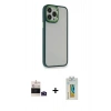 MARSİLYAN™- iPhone 14 Pro Max Kılıf Eksen Doku Prime - Siyah Polymer Nano Ekran Koruyucu + Derin Mor Bilvis Titan Kamera Lens