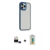 MARSİLYAN™- iPhone 14 Pro Max Kılıf Eksen Doku Prime - Siyah Polymer Nano Ekran Koruyucu + Derin Mor Bilvis Titan Kamera Lens