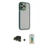 MARSİLYAN™- iPhone 14 Pro Max Kılıf Eksen Doku Prime - Siyah Polymer Nano Ekran Koruyucu + Raze Metal Kamera Lens - GD