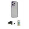 MARSİLYAN™- iPhone 14 Pro Max Kılıf Eksen Doku Prime - Siyah Polymer Nano Ekran Koruyucu + Raze Metal Kamera Lens - GD
