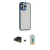 MARSİLYAN™- iPhone 14 Pro Max Kılıf Eksen Doku Prime - Siyah Polymer Nano Ekran Koruyucu + Raze Metal Kamera Lens - GD