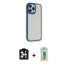 MARSİLYAN™- iPhone 14 Pro Max Kılıf Eksen Doku Prime - Siyah Polymer Nano Ekran Koruyucu + PVD Metal Kamera Lens - TU