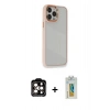 MARSİLYAN™- iPhone 14 Pro Max Kılıf Eksen Doku Prime - Siyah Polymer Nano Ekran Koruyucu + PVD Metal Kamera Lens - TU