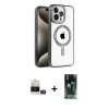 MARSİLYAN™- iPhone 14 Pro Max Kılıf Eksen Form Koleksiyonu - Şeffaf 360 Full Body Arka Koruyucu + Bilvis Titan Kamera Lens - GD