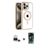 MARSİLYAN™- iPhone 14 Pro Max Kılıf Eksen Form Koleksiyonu - Şeffaf 360 Full Body Arka Koruyucu + Bilvis Titan Kamera Lens - GD
